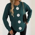 thumbnail image 3 of Floral Crew Neck Sweaters Womens Fall Chunky Knit Pullover Tops Loose Fashion Long Sleeve Ladies Sweater Green, M, 3 of 6