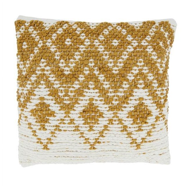 Saro 1728.GL18SC Housse de Coussin Carrée Tissée en Diamant 18 Po, Or