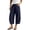 Navy, variant on Aihuaihua Linen Capri Pants for Women Cropped Barrel Drawstring Wide Leg Cotton Capris 2026 Casual Summer Boho Baggy Palazzo Trouser