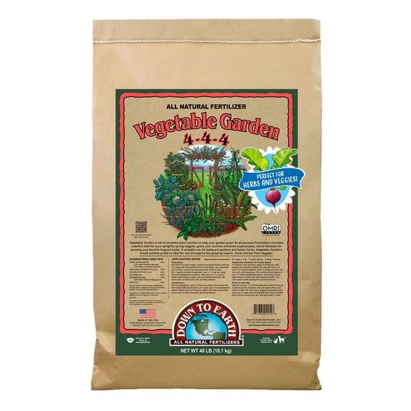 Down To Earth Vegetable Garden 4-4-4 Organic Plant Food, 40 lb Bag