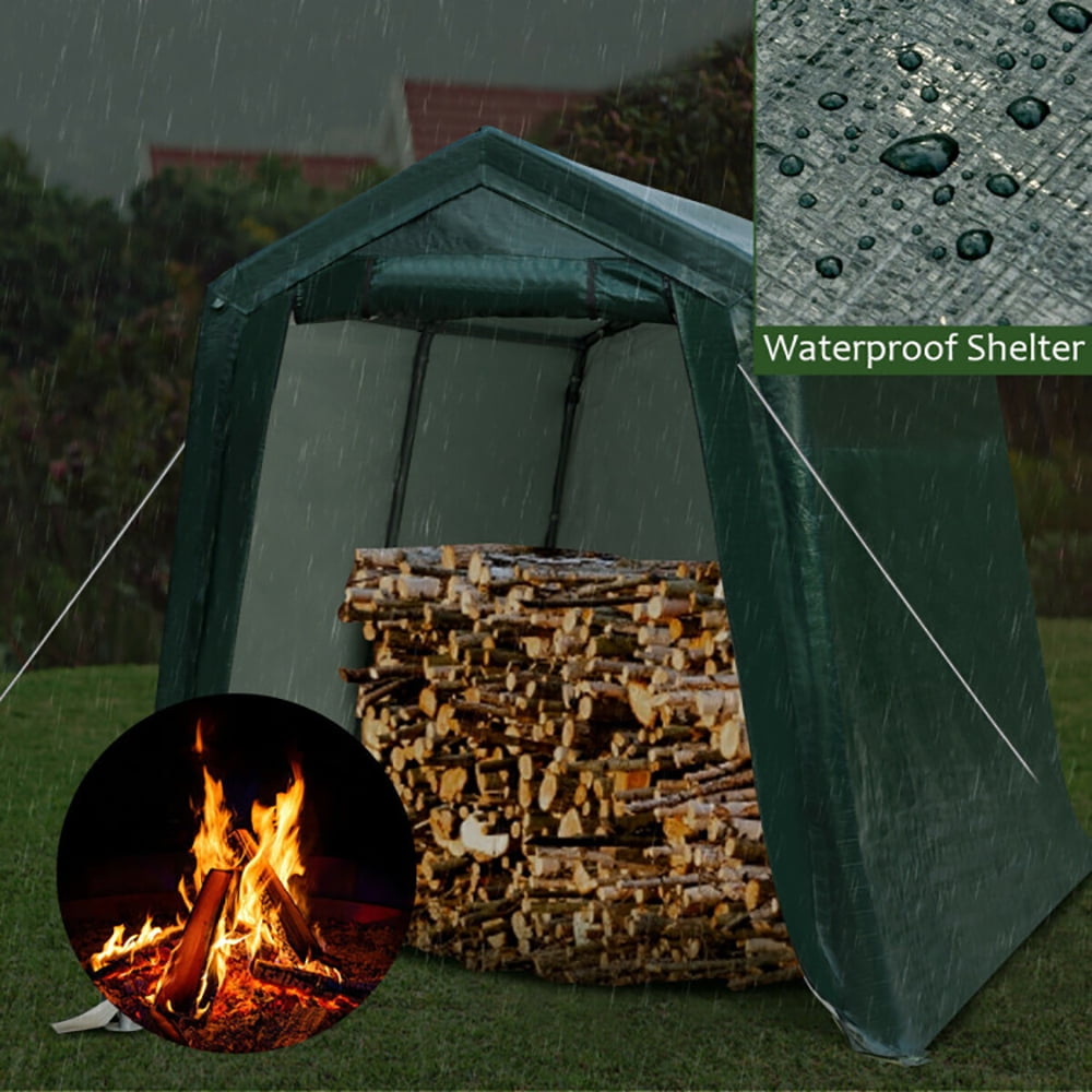 Spaco Outdoor Carport Shed with Sidewalls and Waterproof Ripstop Cover-7 x 12 ft, Extra Large Portable Car Tent Garage for Car, SUV Shelter Logic Storage