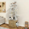 thumbnail image 2 of Dextrus 72” Modern Cat Tree with Hidden Litter Box Enclosure, Cat Furniture with Scratching Posts, 4-Tier Platform, Condos and Food Station, Beige, 2 of 10