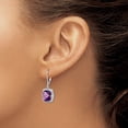 thumbnail image 3 of Primal Silver Sterling Silver Rhodium-plated Diamond Amethyst Earrings, 3 of 4