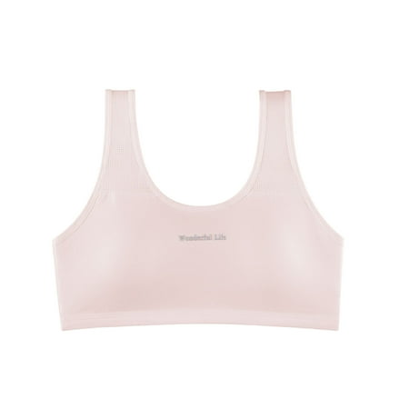 Girls Sports Bras Running Breathable Training Bra Hollow Back Workout Padded Bralette for Yoga Cooling Summer  Pink  M
