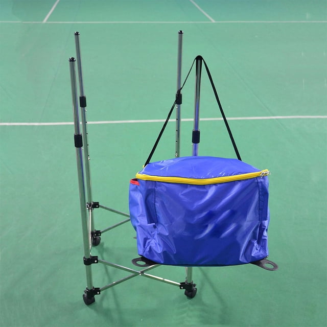 Carro para pelotas de tenis, carro con ruedas, carrito de enseñanza con ruedas compacto y desmontable, ligero, de gran capacidad, para béisbol y Softb Azul