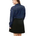thumbnail image 3 of Unique Bargains Women's Plus Size Long Sleeve Jean Button Cropped Denim Jacket, 3 of 6