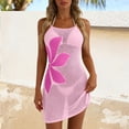 thumbnail image 6 of NSLGXD Women's Swimsuit Cover Ups Crochet Hollow Out Floral Print Beach Dress Spaghetti Strap Sleeveless Bikini Cover Ups Dresses Pink Cover Ups,Size S-2XL, 6 of 10