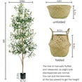 thumbnail image 6 of Faux Olive Tree 6FT, Artificial Potted Tree with Planter, Silk Plants Indoor Outdoor, Lifelike Olive Plants with Natural Wood Trunk, Fruits and Buds, Home Office Decor, 1 Pack, 6 of 16