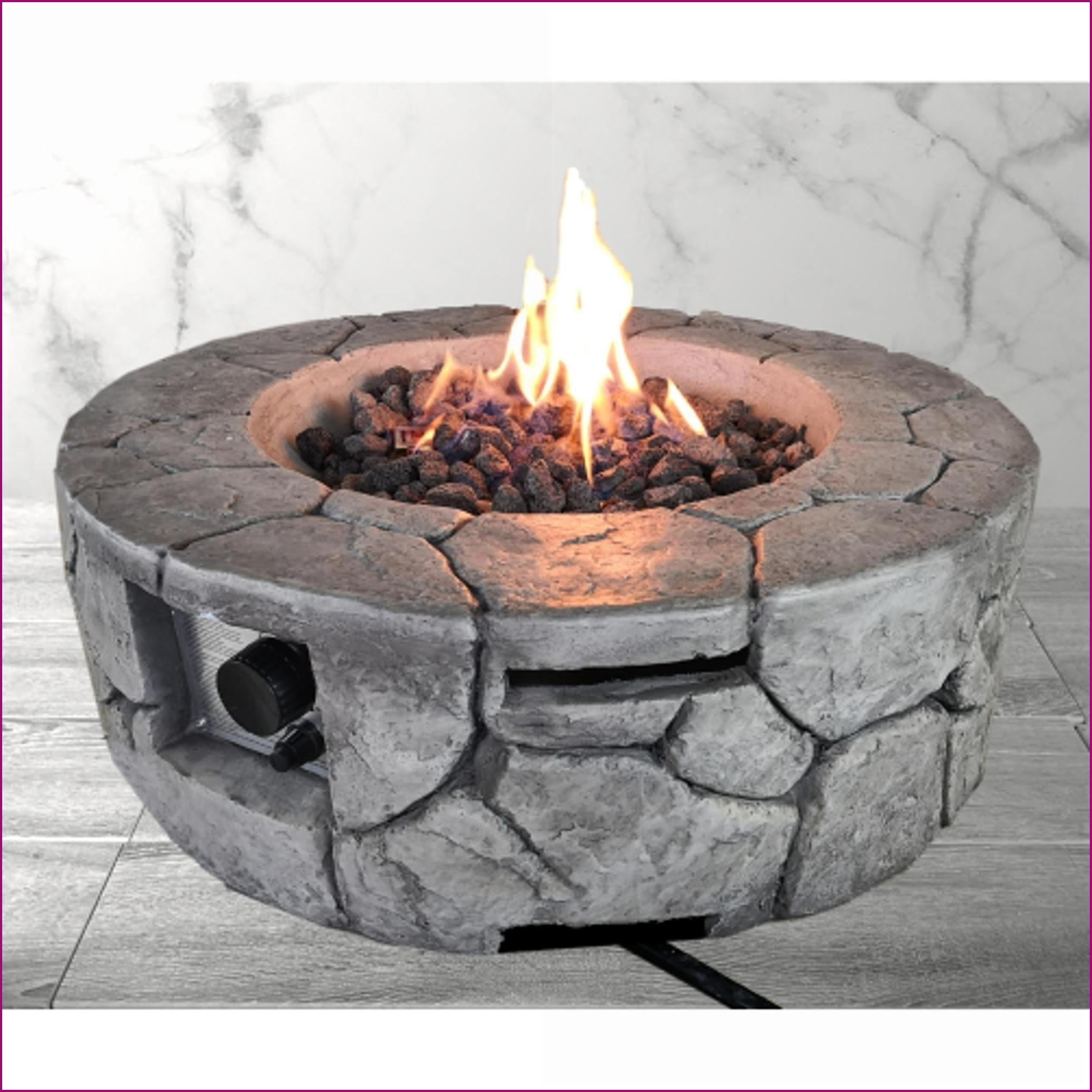 Outdoor Fire Pit | Fogata al Aire Libre | Modern 28" Round Slate Gray Concrete Fire Pit for Patio Backyard | Slate Gray