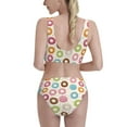 thumbnail image 3 of Fotbe Colorful Donuts Women's High Waisted Bikini Tankini Sets Two Piece Bathing Suits High Cut Scoop Neck Swimsuit-XX-Large, 3 of 8
