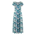 thumbnail image 4 of Baikeli Robes Pas Chères pour Femmes Robes d'Été pour Femmes 2024 Robes Soleil à Imprimé Floral Tenues Tunique à Col Rond Robe Portefeuille Moulante Robe Maxi Extraterrestre Robes d'Été, 4 of 5