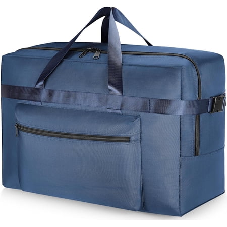 80L Foldable Duffel Bag for Travel, Weekend Overnight Bag, Large Collapsible Storage Bag for Moving, Camping (Blue)