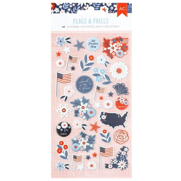 American Crafts Flags And Frills Puffy Stickers 41/Pkg-Matte Icons