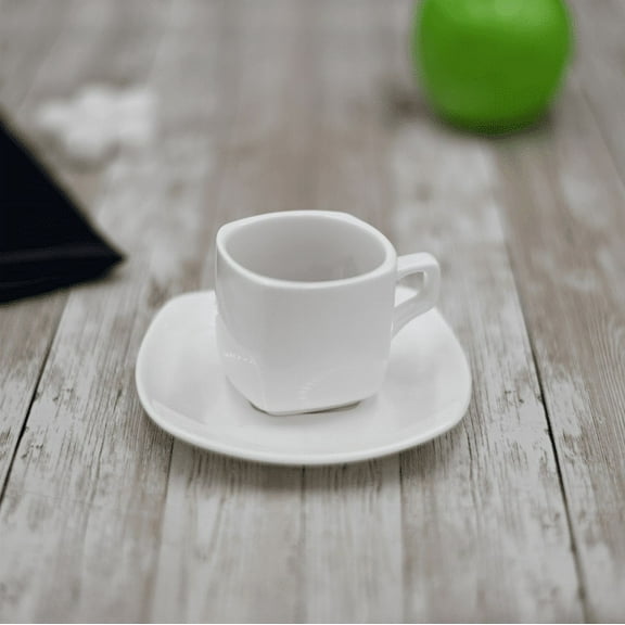 [ Set of 6 ] 3 FL OZ | 90 ML COFFEE CUP & SAUCER White