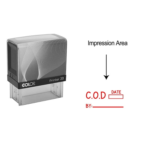eloria COD Self Inking Rubber Stamp Business Custom Stamp Office Stationary, Color: Red Ink