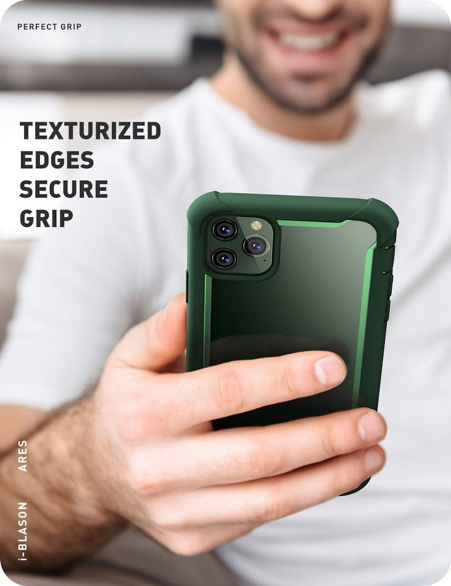 i-Blason Ares Case for iPhone 11 Pro Max 6.5 inch 2019 Release, Dual Layer Rugged Clear Bumper Case with Built-in Screen Protector (Green)