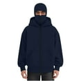 thumbnail image 3 of BiZtdJrK Masked Hoodie for Men Loose Fit Zip Up Double Layer Hooded Sweatshirts Jacket with Pockets Y2K Hippie Clothes, Navy, XXL, 3 of 10