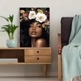 thumbnail image 5 of Black Woman Floral Canvas Wall Art，Perfect for Living Room， Bedroom， Bathroom， Office， and Dining Room Decoration., 5 of 8
