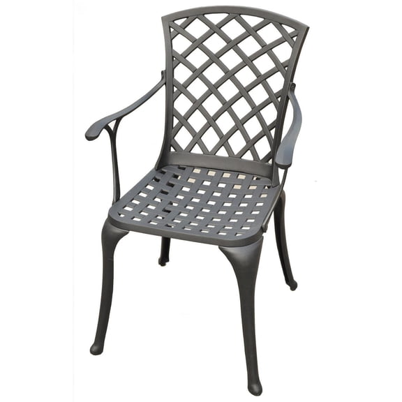 Outdoor Armchairs - Patio High Back Seating Set of 2 - Modern Aluminum Garden Furniture - Black Finish