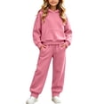 thumbnail image 3 of Girls Outfits Set Winter Hooded Long Sleeve Tops Pants Set Fall Clothing Outfits Pink 120, 3 of 10