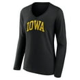 thumbnail image 2 of Women's Black Iowa Hawkeyes Basic Arch Long Sleeve V-Neck T-Shirt, 2 of 3