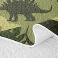 thumbnail image 5 of Homewish Jungle Camo Dinosaur Twin Quilt Set,Retro Wildlife Twin Coverlet Set,Green,2-Piece, 5 of 7