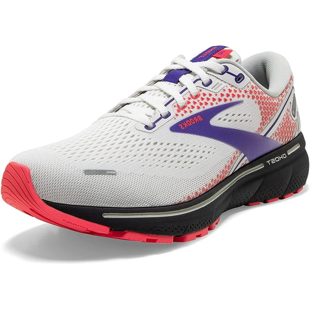 Brooks Womens Ghost 14 Neutral Running Shoe 7 White/Purple/Coral ...