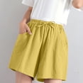 thumbnail image 2 of JINMGG 2024 Summer Plus Womens Shorts Clearance,Women's Shorts High Waist Linen Loose Casual Thin Wide Leg Linen Shorts Yellow XL, 2 of 8