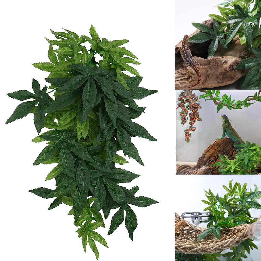 UDIYO Reptile Plants, Hanging Silk Terrarium Plants with Suction Cup