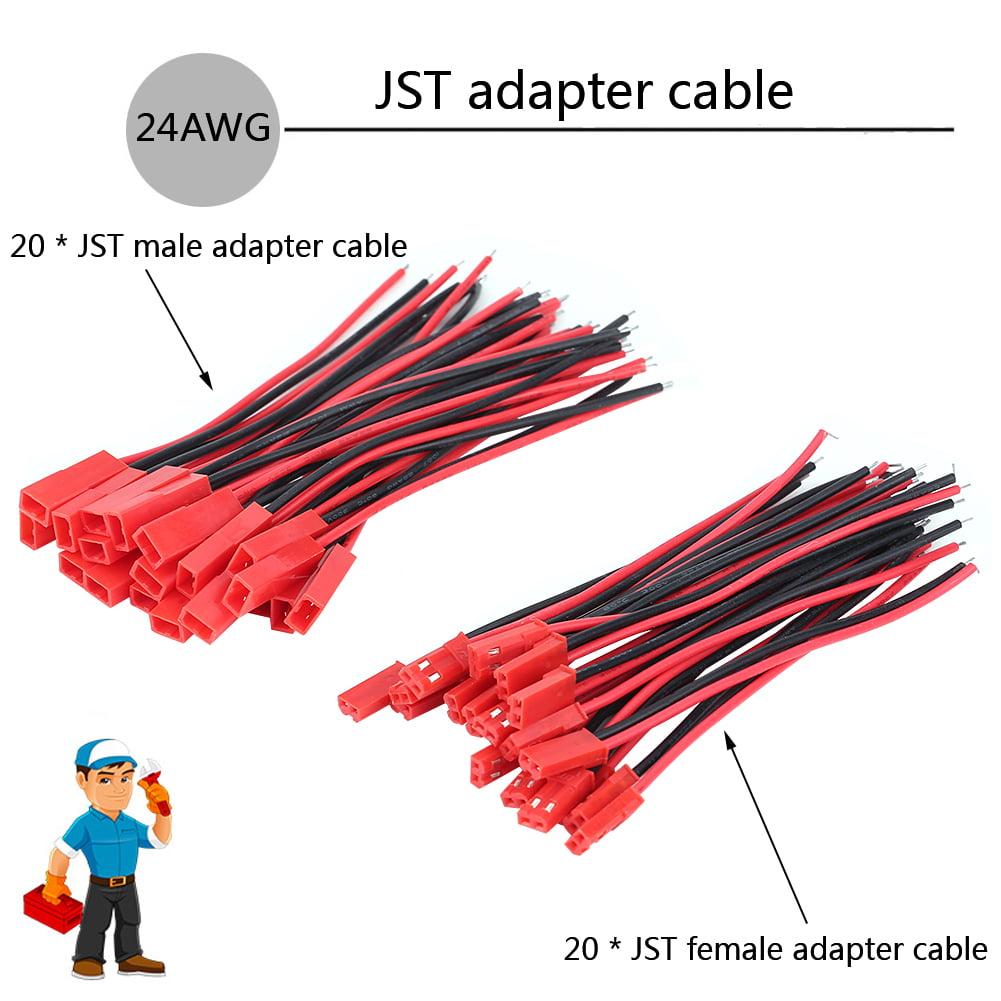 FEMALE CHIP 85A Female Extension Cables 24 WIRES MALE 20cm JST RC Model Male 