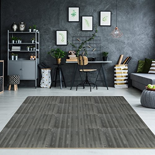 Sorbus Wood Floor Mats Foam Interlocking Wood Mats Each Tile 4 Square Feet 3 8 Inch Thick Puzzle Wood Tiles with Borders for Home Office Basement