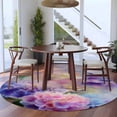 thumbnail image 3 of Round Rugs 7Ft, Pink Purple Floral Round Area Rug Washable Indoor Throw Carpet, Spring Hydrangea Flower Vintage Botanical Large Non Slip Circle Rug for Dining Room Playroom Home Decor Aesthetic, 3 of 8