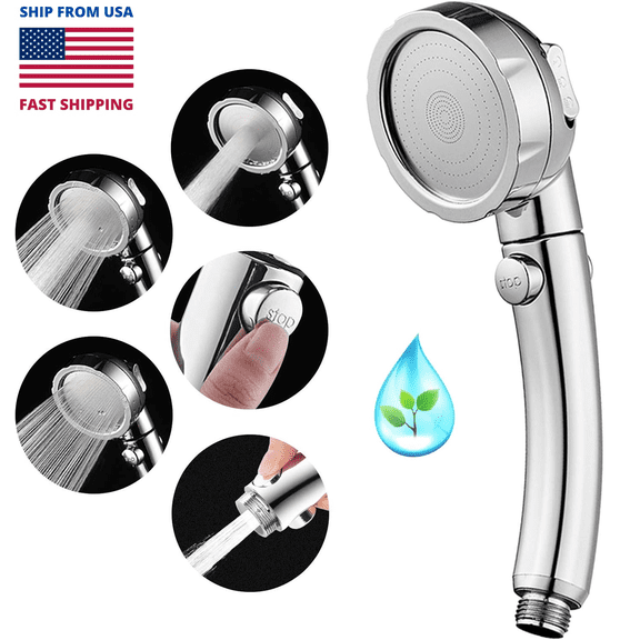 High Pressure Water Saving 360 Degree Rotating Adjustable Showerhead with ON/Off Switch and 3 Spray Settings Camper Bathroom Shower Sprayer