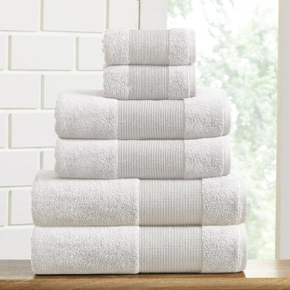 Modern Threads Air Cloud 6-Piece Towel Set - 100% Zero-Twist Cotton, 500 GSM, Quick Dry & Plush, White