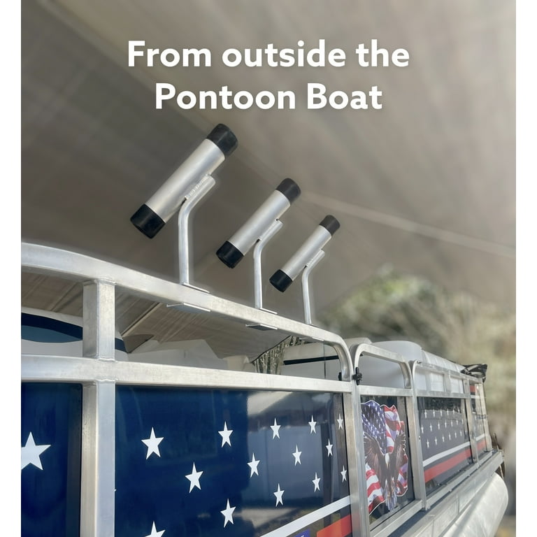 Pontoon boat fishing rod holder No Drilling No Bolts!