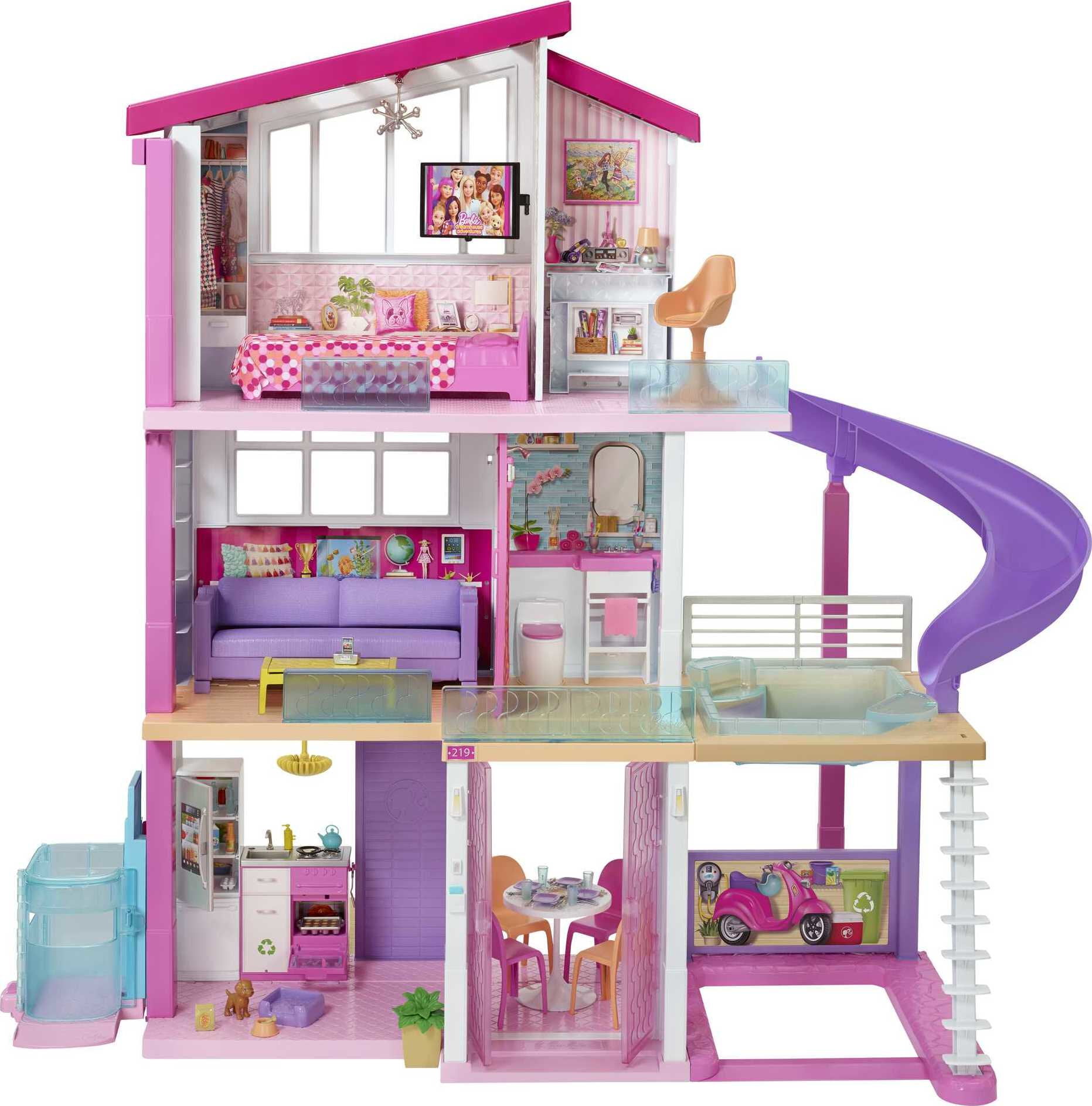 A doll house and FP popcorn popper toy for gifts Ginny's birthday party 