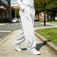 thumbnail image 5 of Men's Casual Baggy Sweatpants Wide Leg Golf Travel Pants Streetwear Joggers with Back Pockets Size 3XL White, 5 of 9