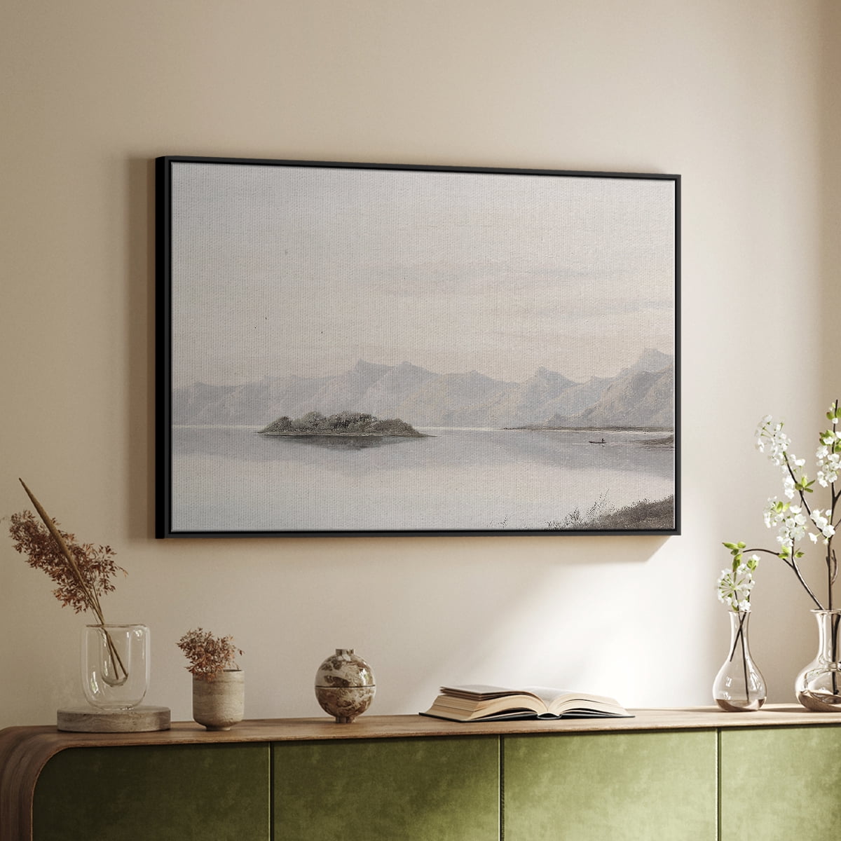 Vintage Landscape-MXI By Wexford Home Framed in Black Wood Gallery Wrapped Canvas 17 in. x 25 in.