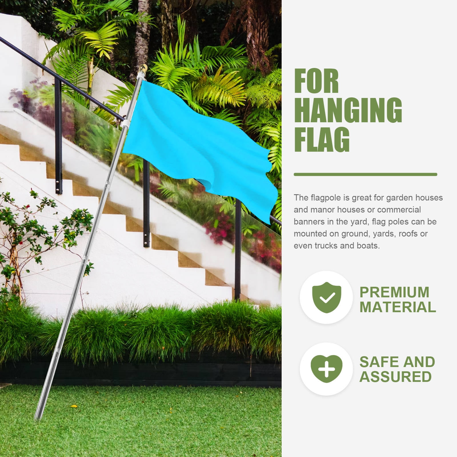 UPKOCH 1 Set of Outdoor Flag Pole Anti-winding Free Rotation Flagpole Metal Flagpole