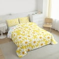thumbnail image 3 of Feelyou Yellow Groovy Flower Queen Comforter Set for Girls, Rustic Daisy Floral Bedding Sets, Vibrant Plant Reversible Bedding Comforter Set, Luxury Bedroom Decor, 3pcs, 3 of 8