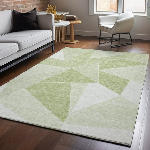 Addison Rugs Mayfield Washable Transitional Geometric Aloe Rectangle Rug, 10' x 14'