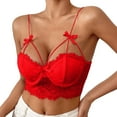 thumbnail image 4 of yunLCZ Walmart Shapewear Tops Women Clothes Beading Sleeveless Lace Beauty Back Halter Crop Top Club Vintage Tank Tops Bra Vest Shapewear Camisole with Shelf Bra Red L, 4 of 5