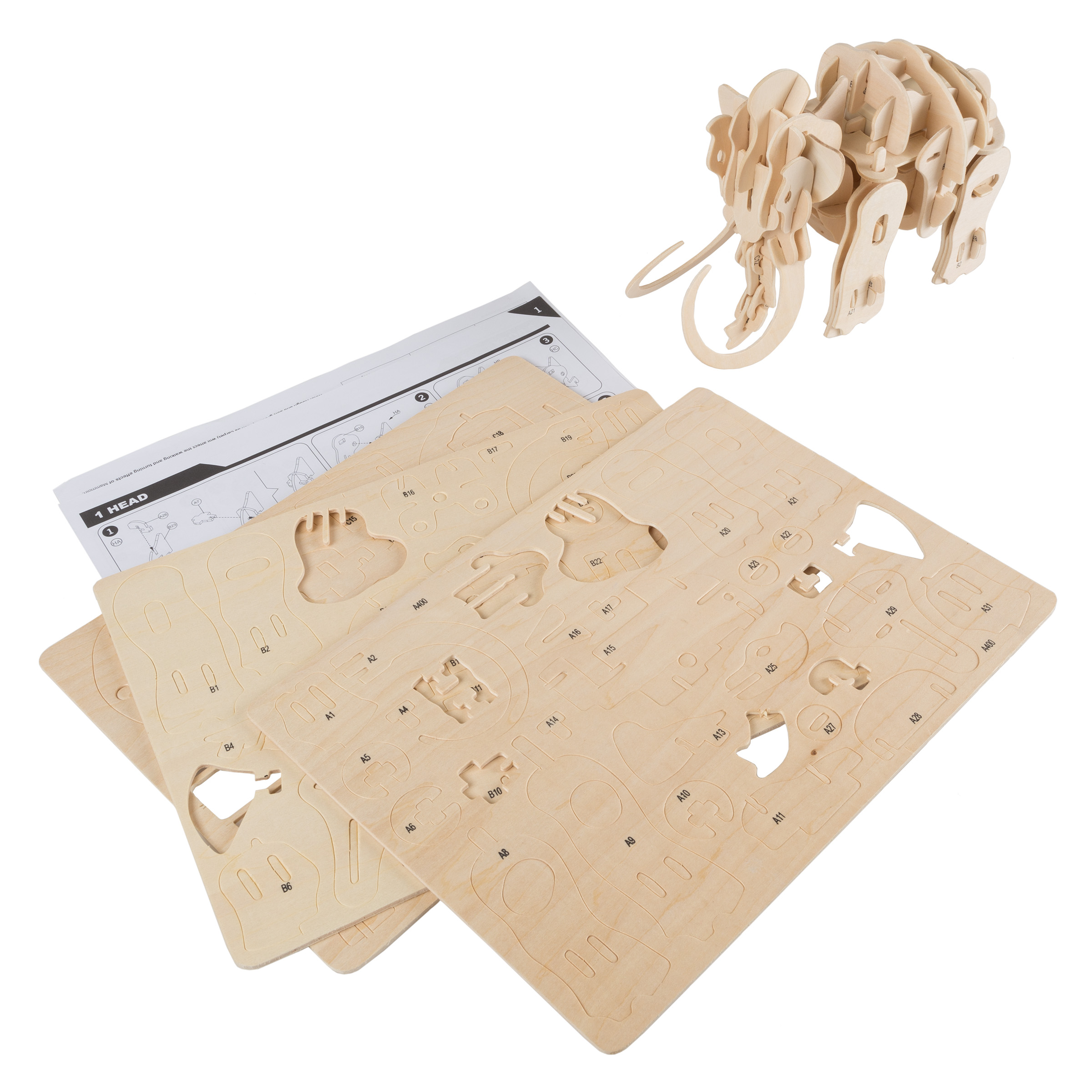 Interactive 3D Wooden Woolly Mammoth Puzzle by Hey! Play!