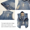 thumbnail image 4 of Sonducket Chaleco de mezclilla con cuello vuelto para hombre y mujer para banquete de otoño, chaqueta sin mangas con botones para adultos que Camisetas sin mangas Azul 5XL, 4 of 6