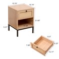 thumbnail image 3 of imerelez Rattan Nightstand Set of 2,Bedside Table with 1 Natural Rattan Drawers and Metal Legs, 3 of 3