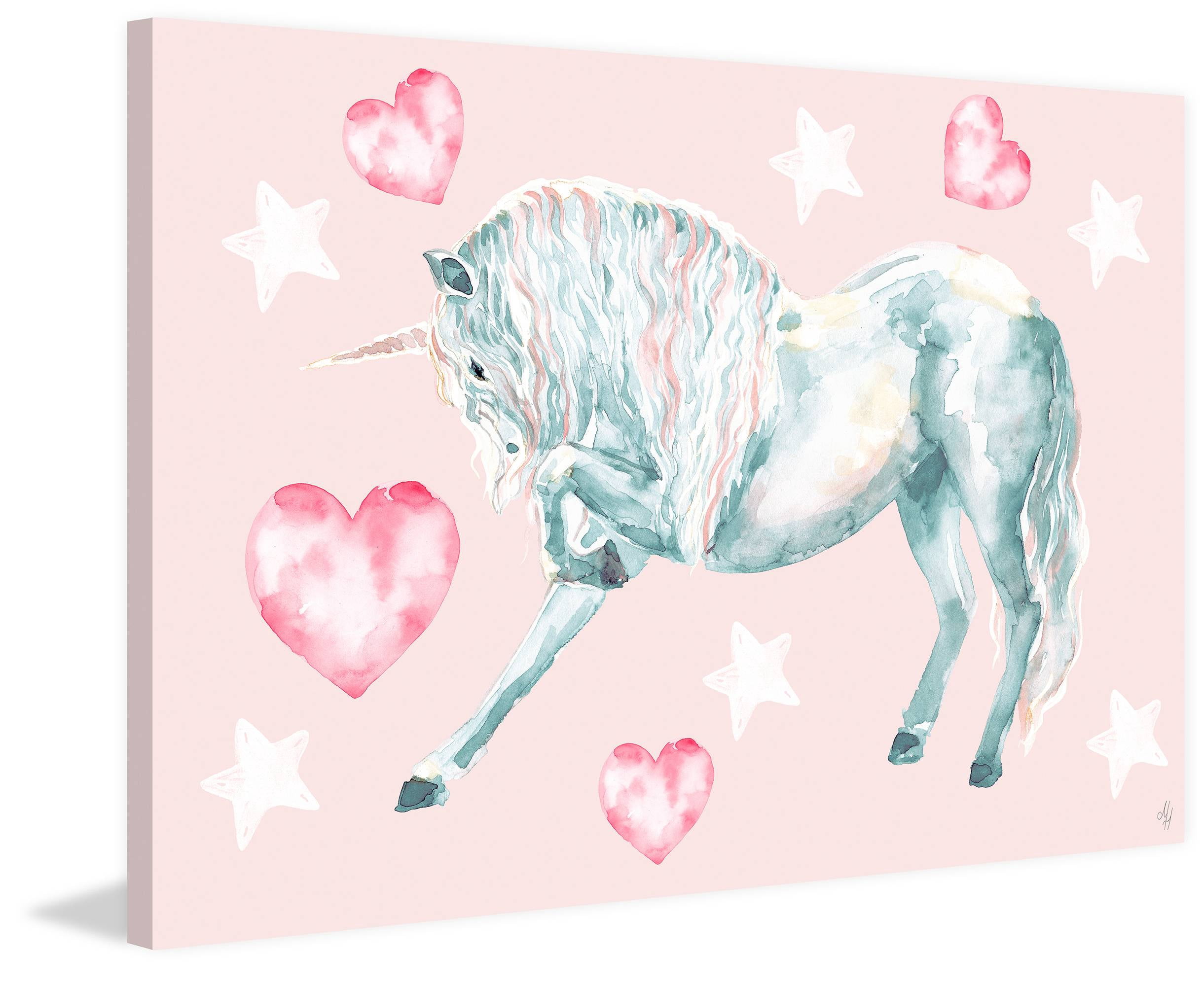 Marmont Hill Pastel-haired Unicorn Canvas Wall Art