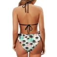 thumbnail image 6 of Chririnla Women's Halter Neck Triangle Bikini Set Tropical Palm Tree Print Quick Dry Tie Side Two-Piece Swimsuit for Beach Vacation Pool Party, 6 of 9