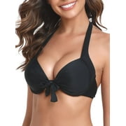 RELLECIGA Womens Push Up Bikini Top Knot Front Underwire Bathing Suit