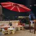 thumbnail image 3 of FLAME&SHADE 10ft LED Outdoor Round Patio Cantilever Umbrella for Beach Garden Patio and Lawn,Red, 3 of 8