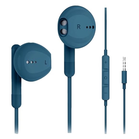 Kimwood Wired Earbuds with Microphone, Wired Earphones in-Ear Headphones HiFi Stereo, Powerful Bass and Crystal Clear Audio, Compatible with iPhone, Android, Computer Most with 3.5mm Jack(Blue)